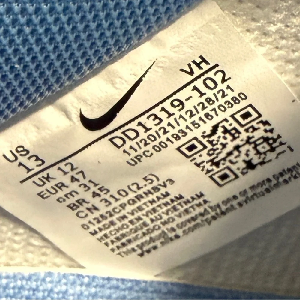 NEW‎ Size 13 Nike Dunk Low UNC 2021 University Blue White DD1391-102
